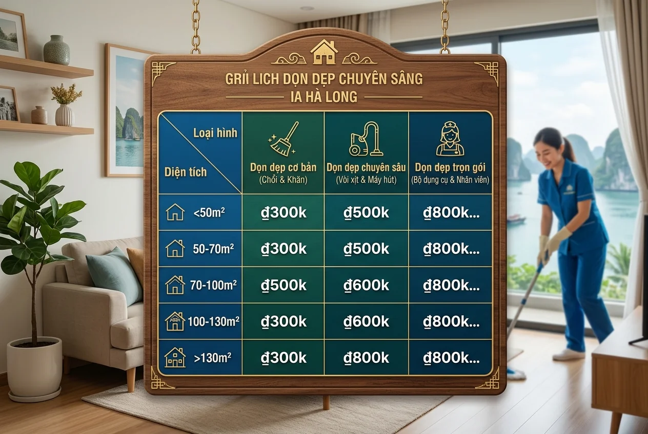 Bảng giá dọn nhà theo diện tích và loại hình tại Hạ Long 2026