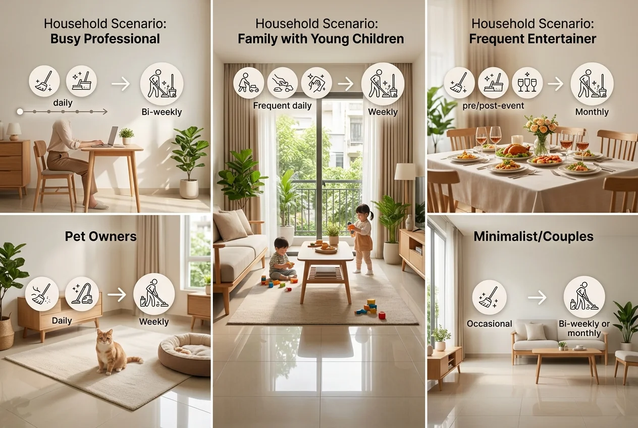 Bảng tần suất dọn nhà theo 5 kịch bản gia đình phổ biến
