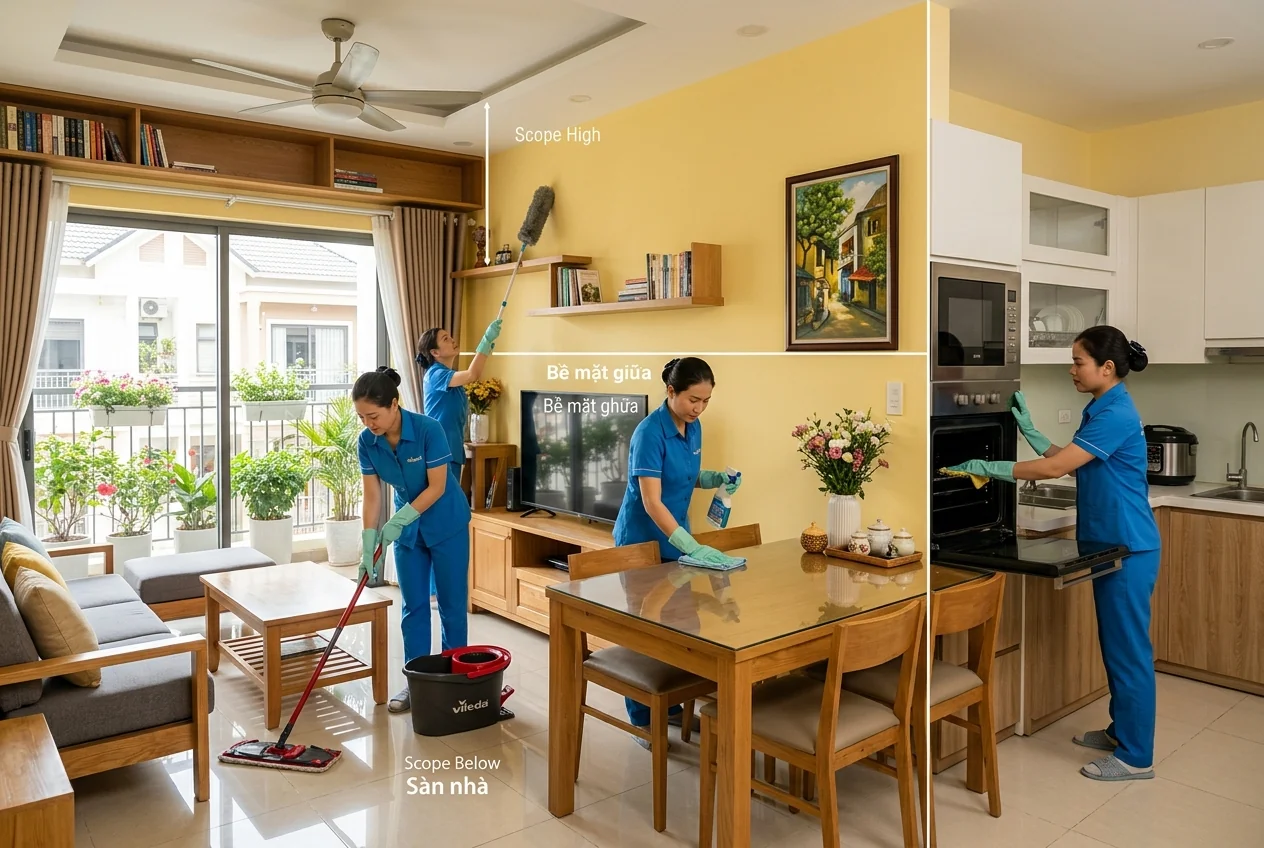 Phạm vi Tổng vệ sinh nhà ở tại Hạ Long