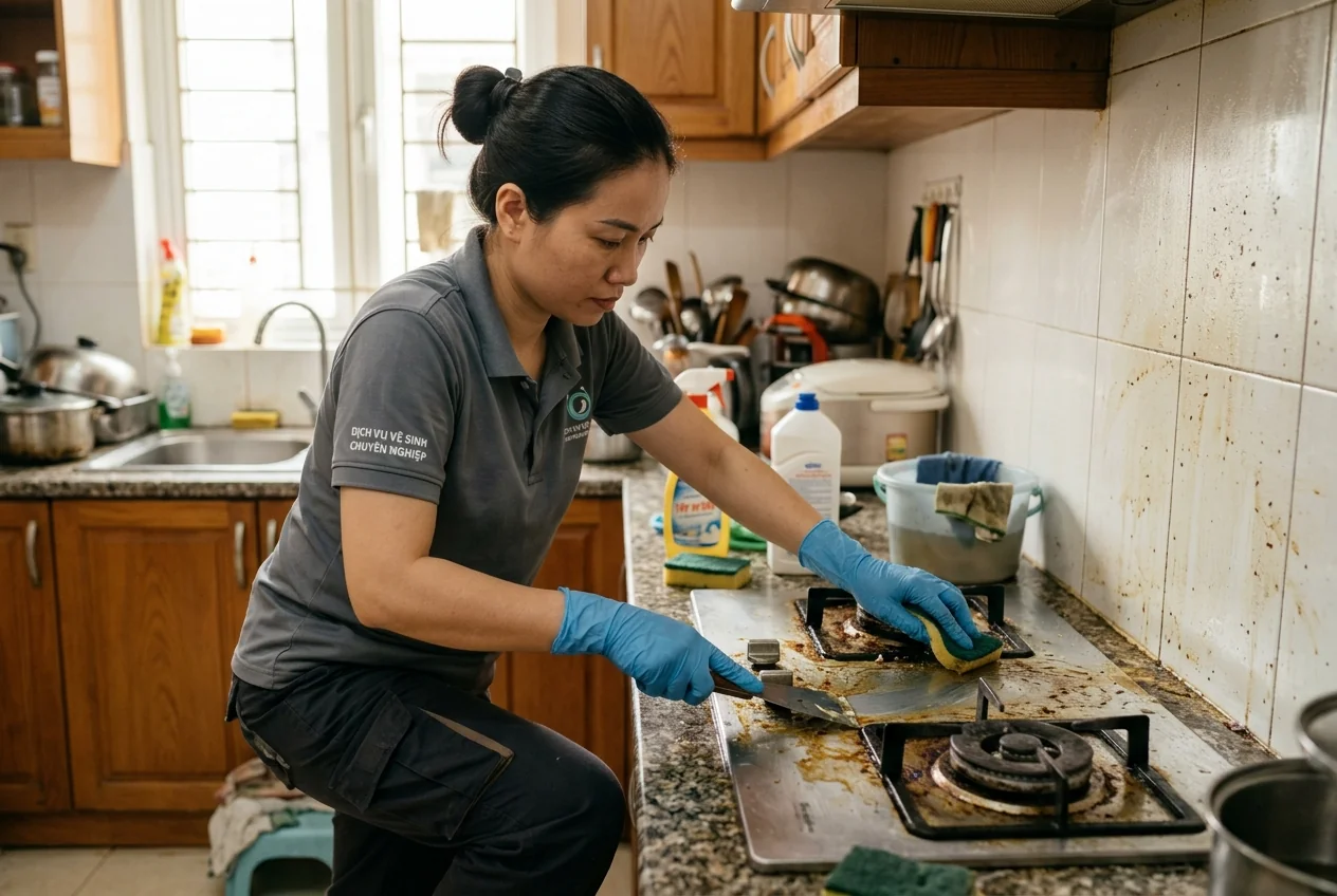 Dịch vụ tẩy mỡ bếp chuyên sâu