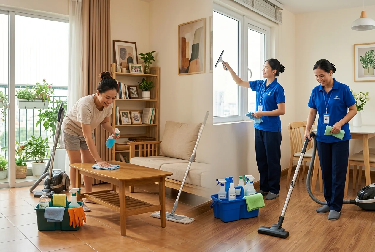 So sánh tự dọn nhà và thuê dịch vụ dọn nhà chuyên nghiệp tại Hạ Long