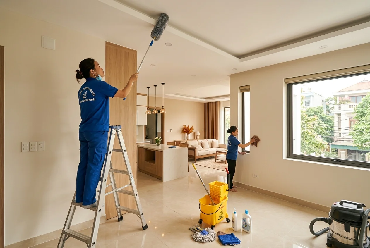 Dọn dẹp sau bàn giao nhà - checklist những việc cần làm trước khi vào ở