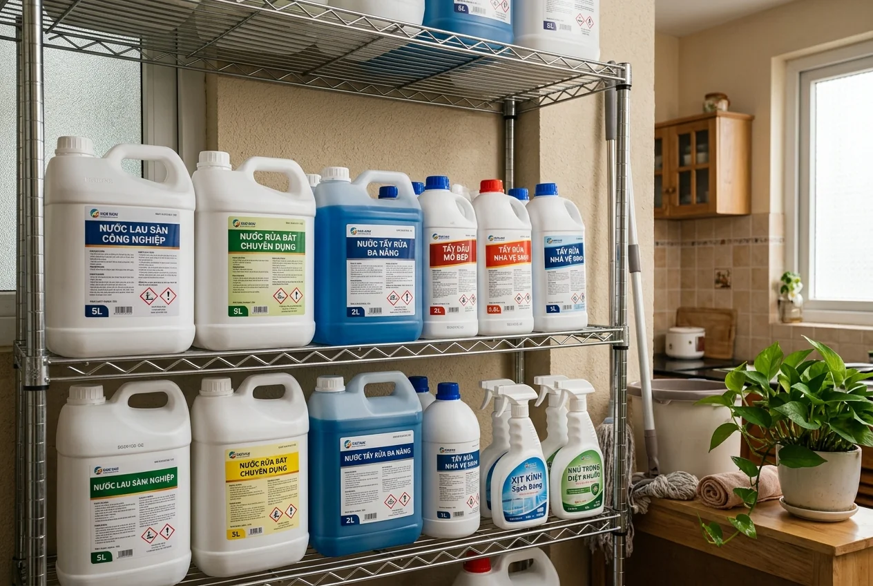 Các nhóm hóa chất vệ sinh công nghiệp an toàn được sắp xếp theo tiêu chuẩn sử dụng