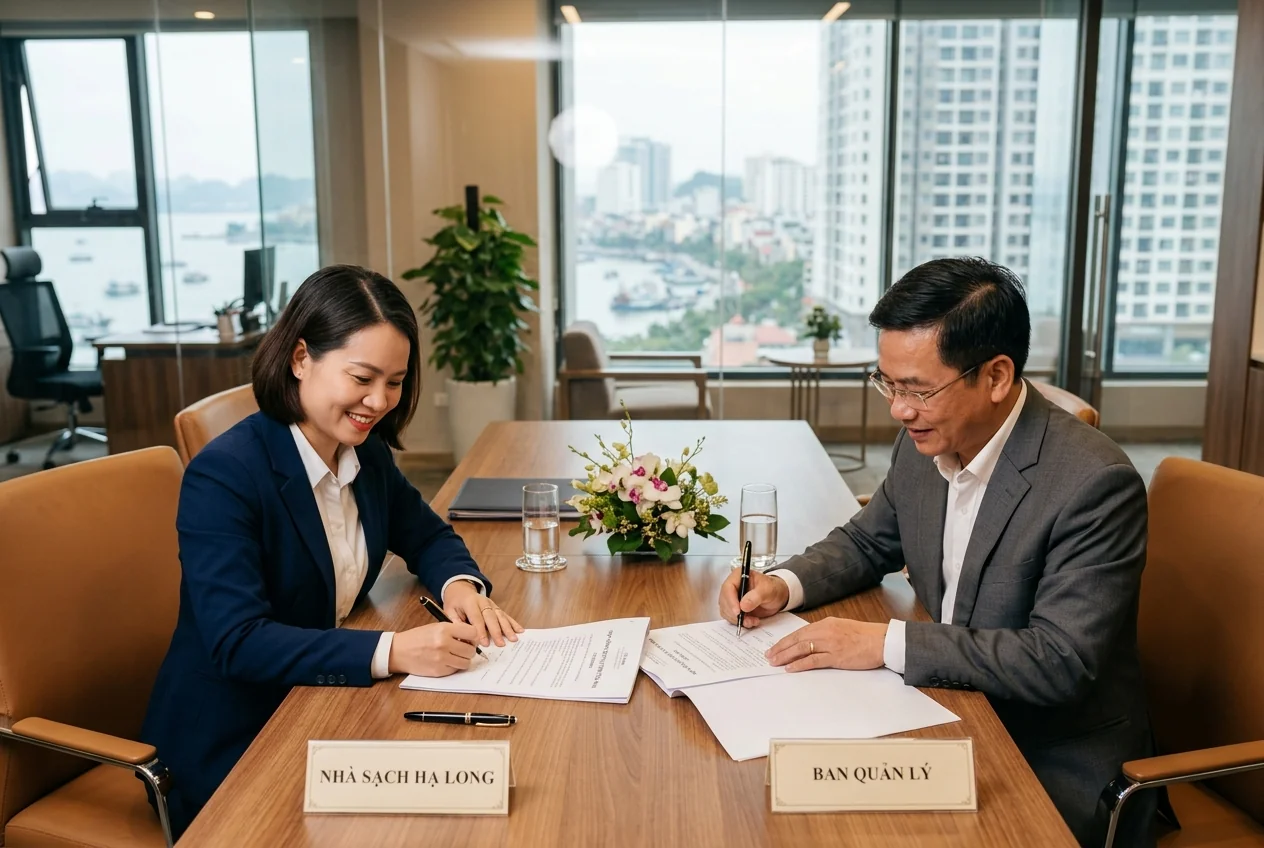 Hợp đồng vệ sinh tòa nhà dài hạn với Ban Quản Lý tại Hạ Long