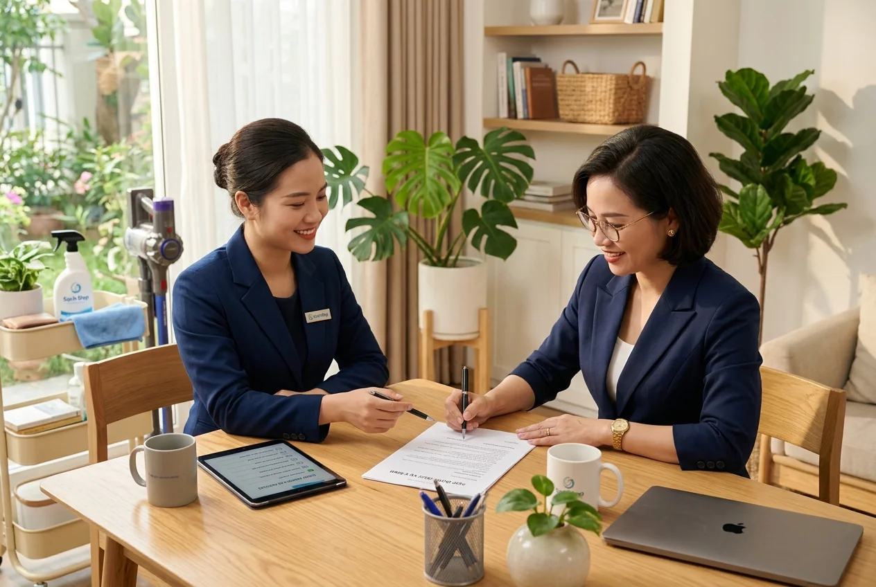 Ký hợp đồng dịch vụ vệ sinh công nghiệp với điều khoản SLA rõ ràng