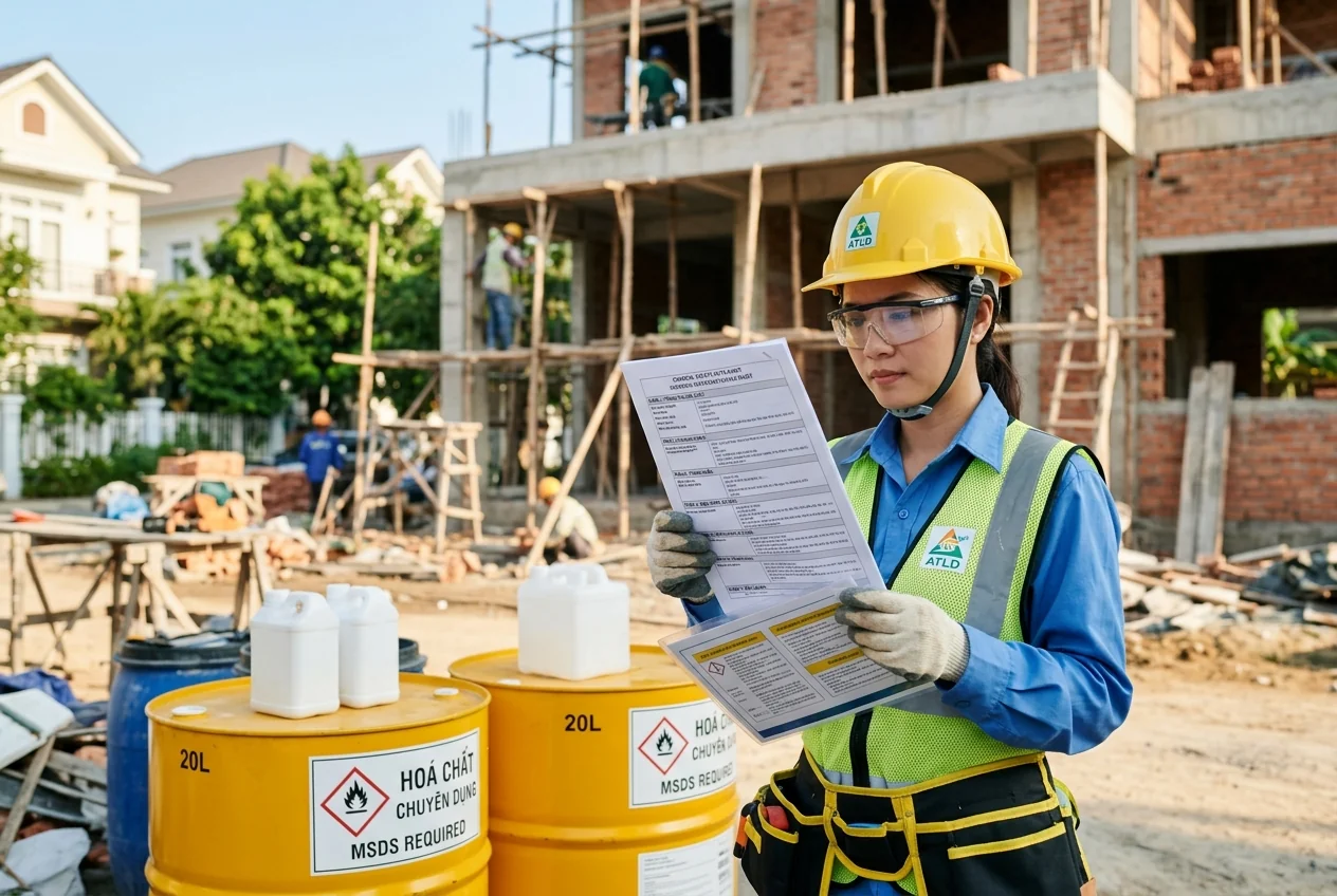 Kiểm tra MSDS hóa chất vệ sinh công nghiệp trước khi sử dụng tại công trình