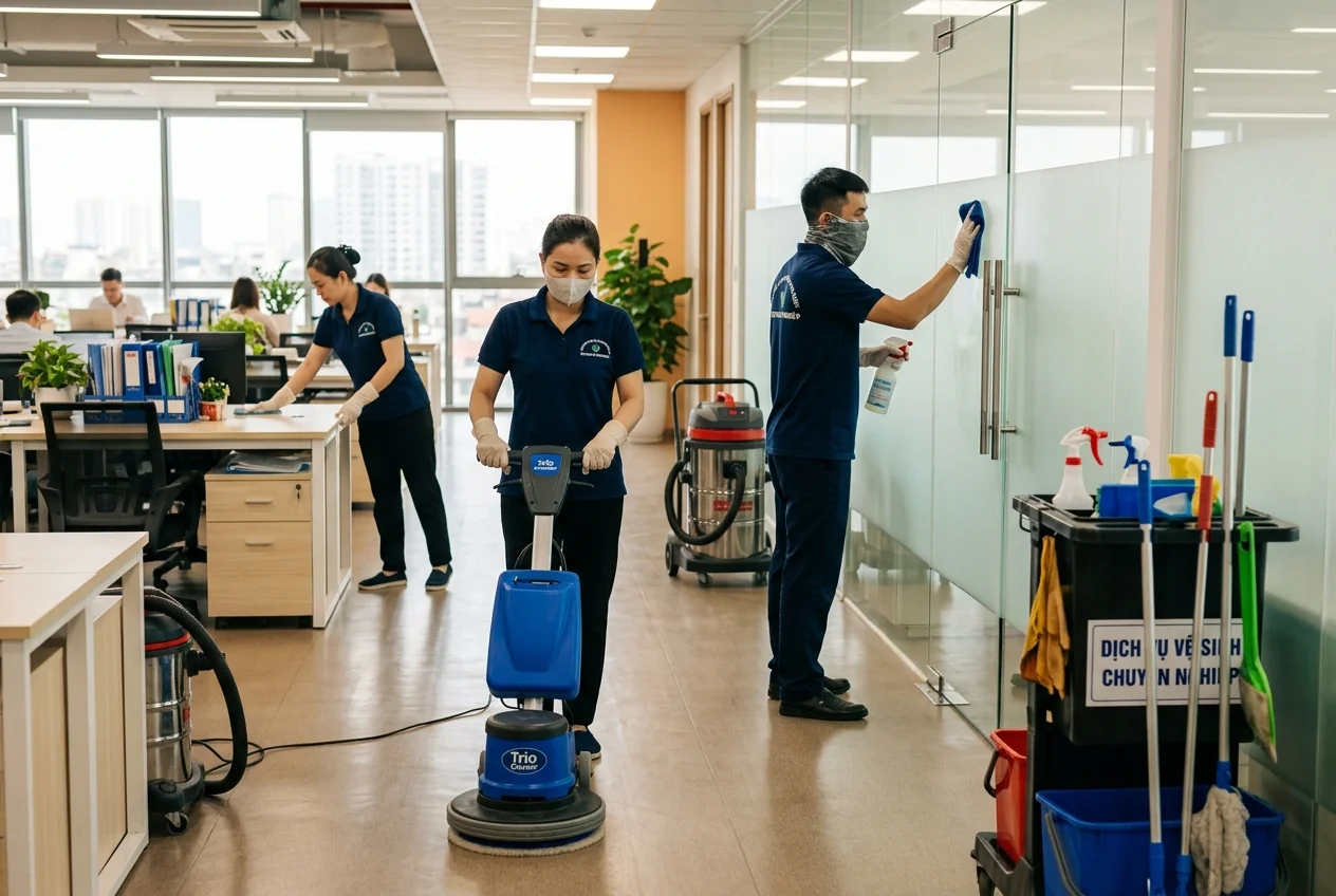 Quy trình vệ sinh công nghiệp chuyên nghiệp 6 bước từ khảo sát đến nghiệm thu