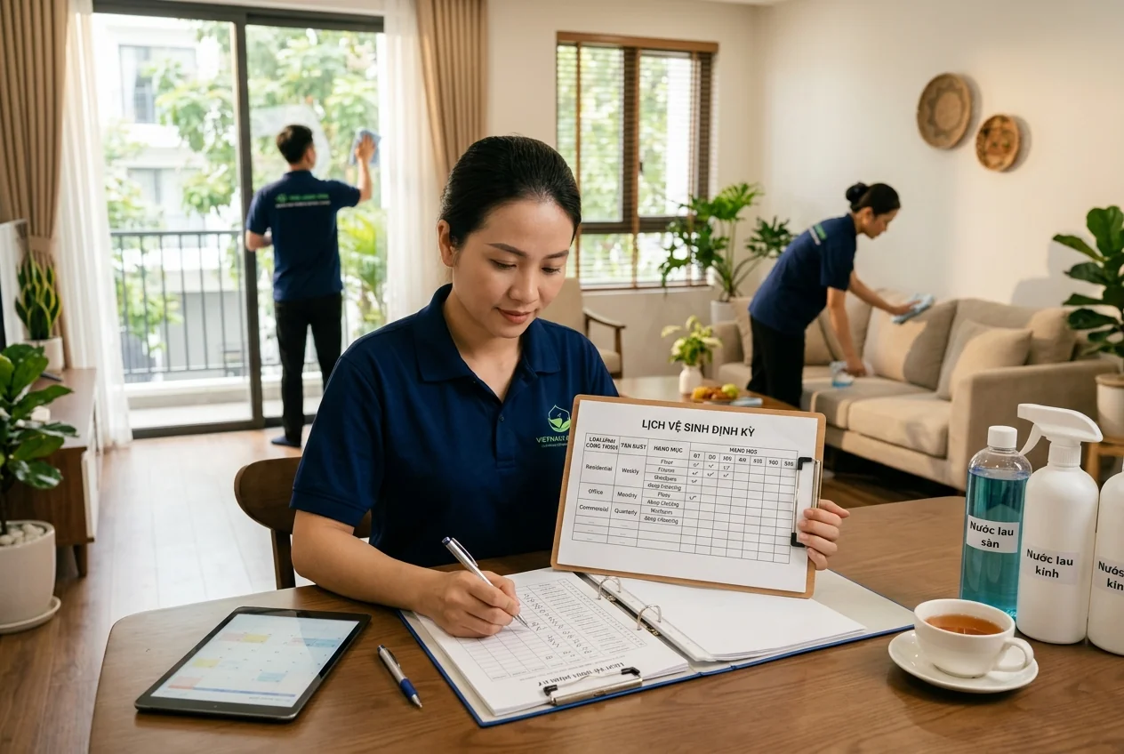 Khung tần suất vệ sinh công nghiệp phù hợp cho từng loại công trình văn phòng, tòa nhà, nhà xưởng