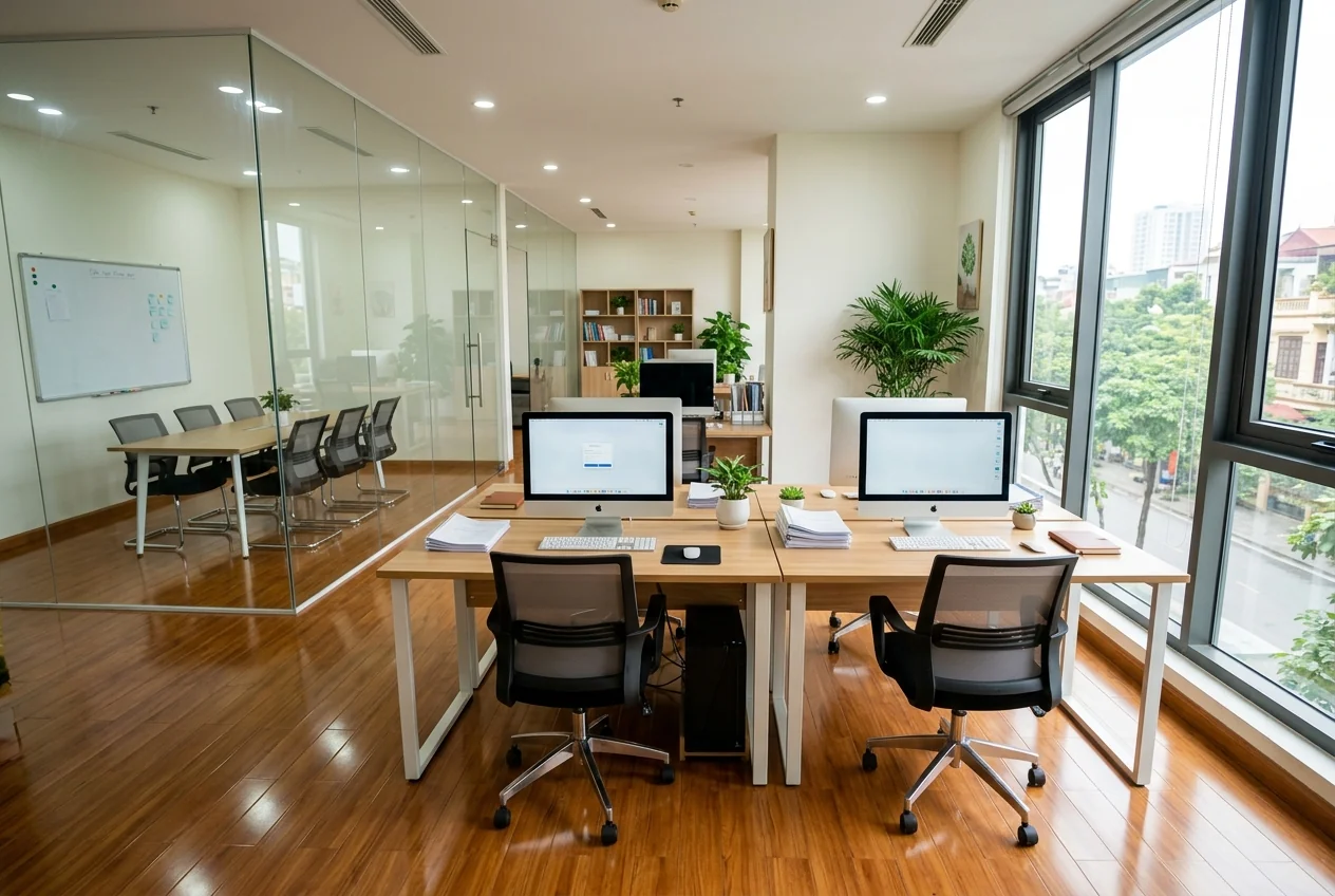 Văn phòng sạch sẽ sau khi sử dụng dịch vụ vệ sinh chuyên nghiệp tại Hạ Long