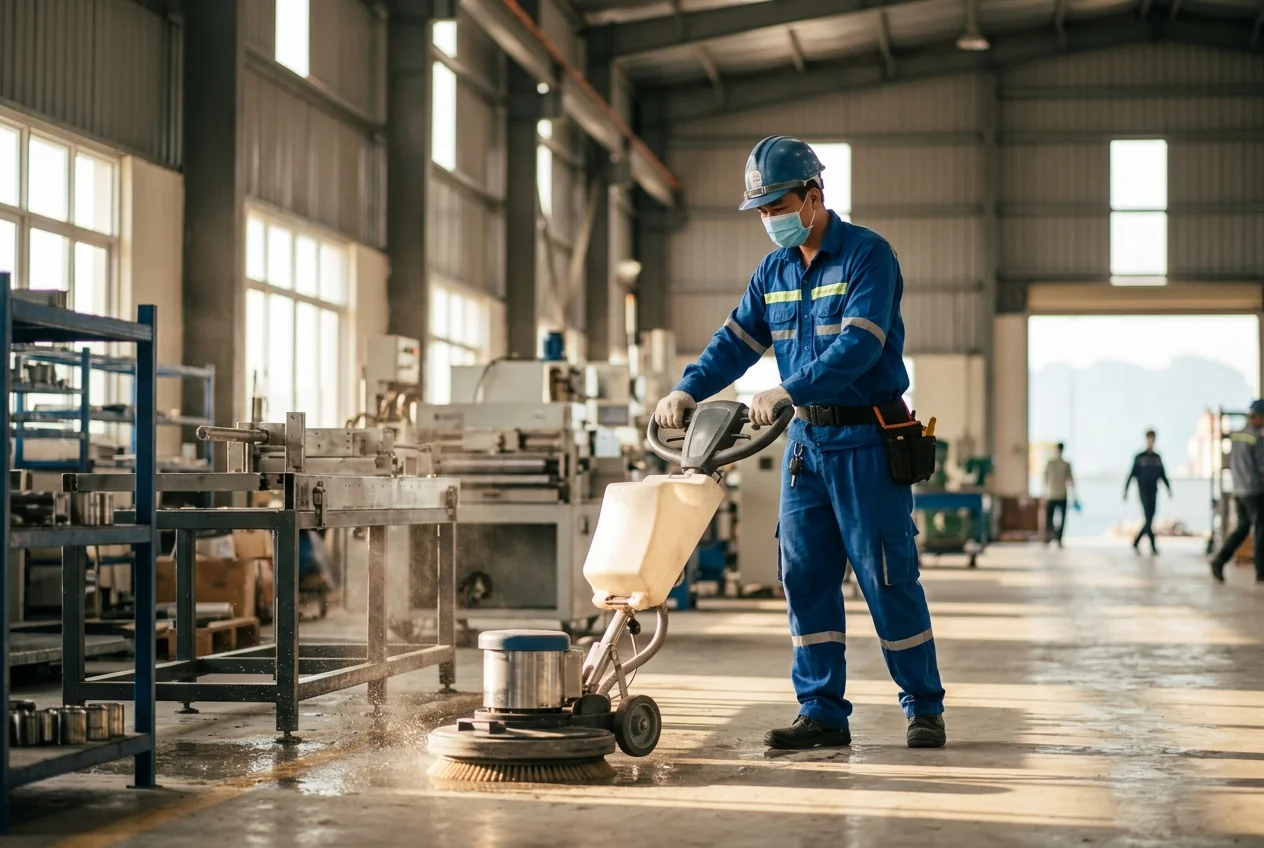 Dịch vụ vệ sinh nhà xưởng nhà máy tại Hạ Long - xử lý dầu mỡ công nghiệp