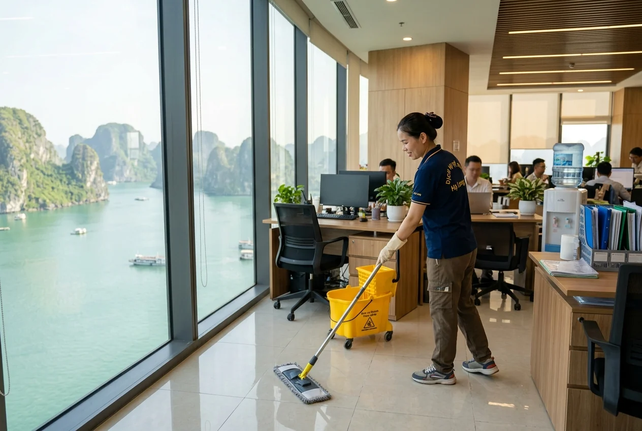 Dịch vụ vệ sinh văn phòng định kỳ tại Hạ Long - chuyên nghiệp, bảo mật