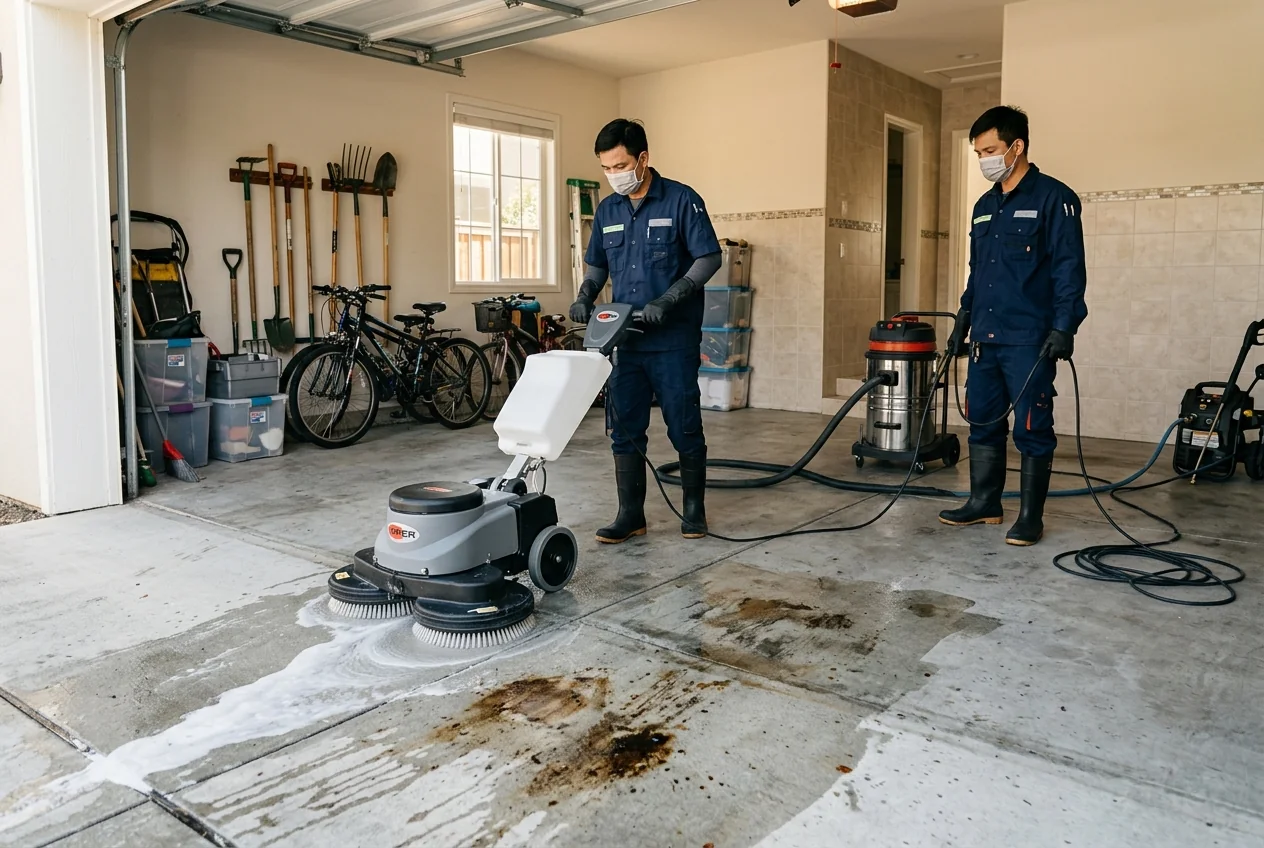 Xử lý dầu mỡ công nghiệp trên sàn nhà xưởng - thiết bị chuyên dụng